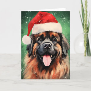 Leonberger julpensel målning konstverk helgkort