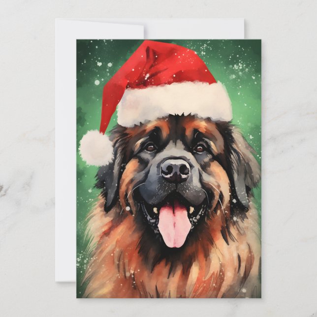 Leonberger julpensel målning konstverk julkort (Framsida)