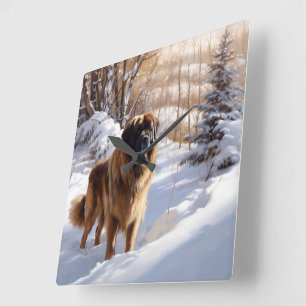 Leonberger Låt det snöa jul Fyrkantig Klocka