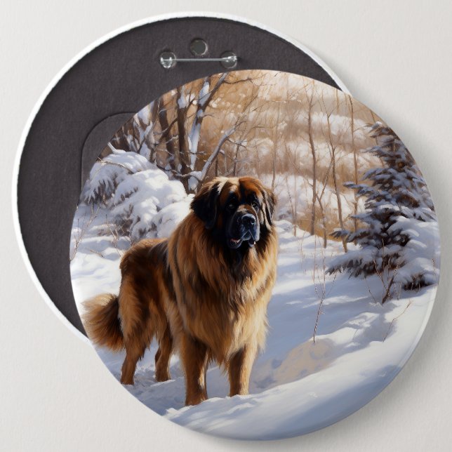 Leonberger Låt det snöa jul Knapp (Framsida & baksida)