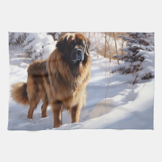 Leonberger Låt det snöa jul Kökshandduk (Horisontell)