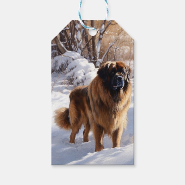 Leonberger Låt det snöa jul Presentetikett (Framsidan)