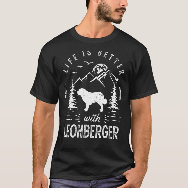 Leonberger Life Better Mamma Pappa Hund T Shirt (Framsida)