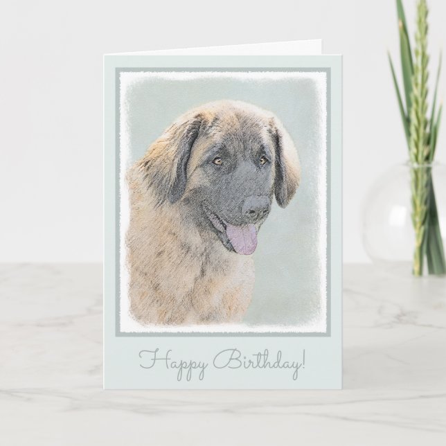 Leonberger-målning - Cute Original Hund Art Kort (Framsida)