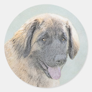 Leonberger-målning - Cute Original Hund Art Runt Klistermärke
