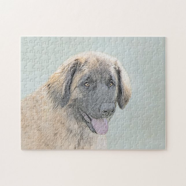 Leonberger-målning - Söt originell hundkonst Pussel (Horisontell)