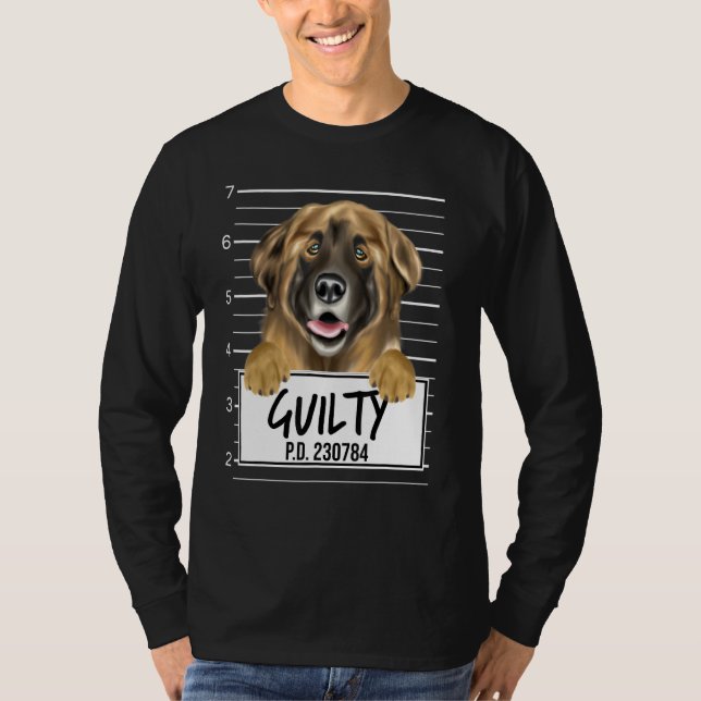 Leonberger Mugshot Skyldig Hund T Shirt (Framsida)