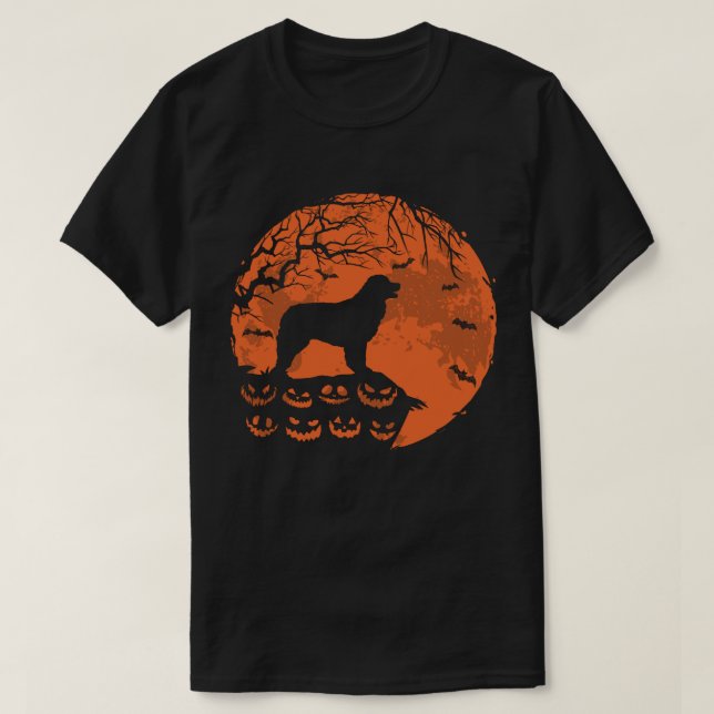 Leonberger och Måne Halloween Hund älskare Gift T Shirt (Design framsida)