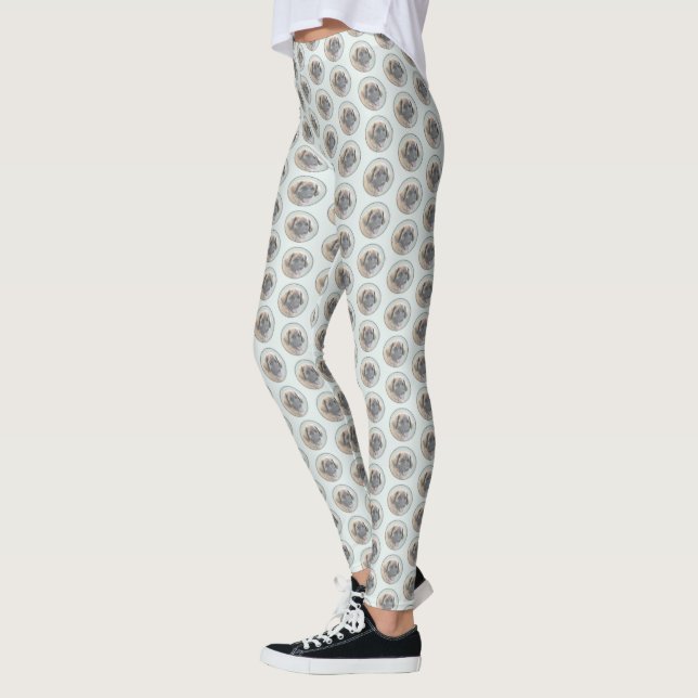 Leonberger Painting - Cute Original Dog Art Leggings (Vänster)