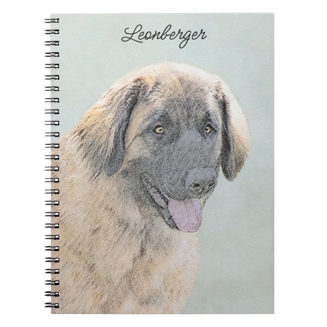 Leonberger Painting - Cute Original Hund Art Anteckningsbok (Framsidan)