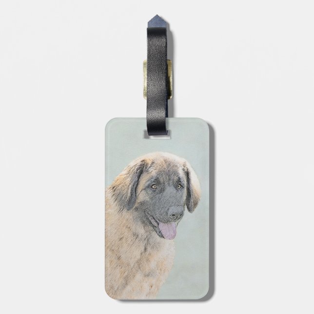 Leonberger Painting - Cute Original Hund Art Bagagebricka (Baksidan Lodrät)
