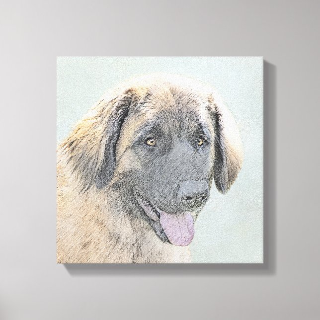 Leonberger Painting - Cute Original Hund Art Canvastryck (Framsida)