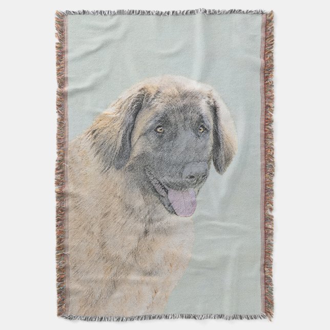 Leonberger Painting - Cute Original Hund Art Filt (Framsidan Vertikal)