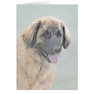 Leonberger Painting - Cute Original Hund Art Hälsningskort