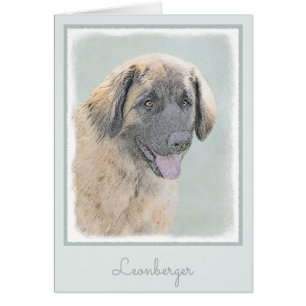 Leonberger Painting - Cute Original Hund Art Hälsningskort