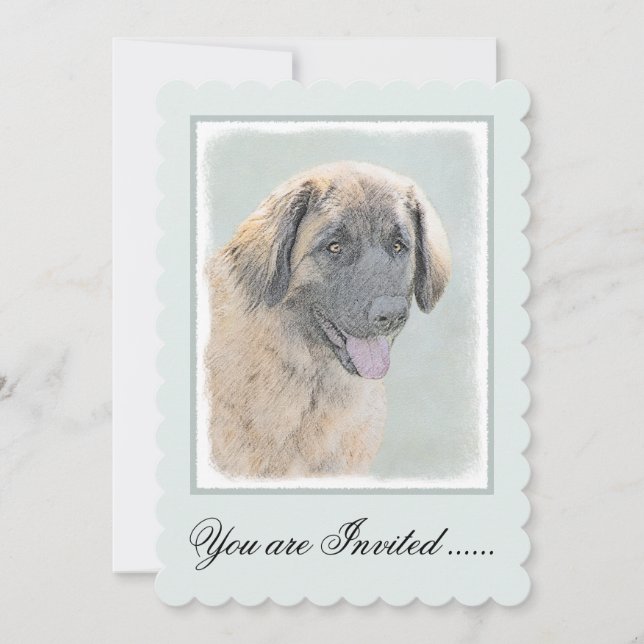 Leonberger Painting - Cute Original Hund Art Inbjudningar (Framsida)