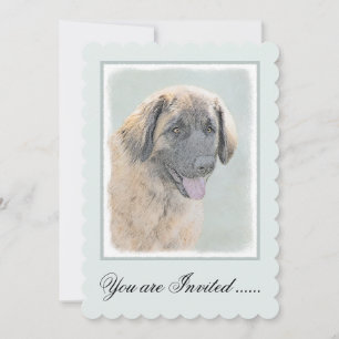 Leonberger Painting - Cute Original Hund Art Inbjudningar