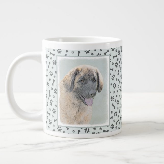 Leonberger Painting - Cute Original Hund Art Jumbo Mugg (Vänster)