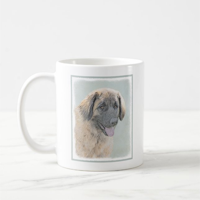 Leonberger Painting - Cute Original Hund Art Kaffemugg (Vänster)