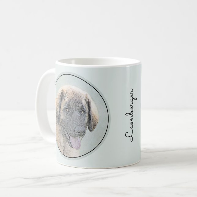 Leonberger Painting - Cute Original Hund Art Kaffemugg (Framsida vänster)