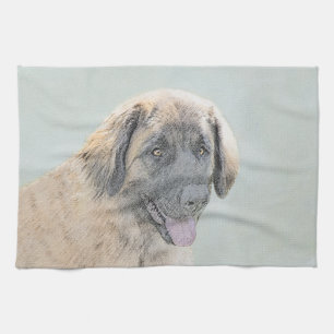 Leonberger Painting - Cute Original Hund Art Kökshandduk