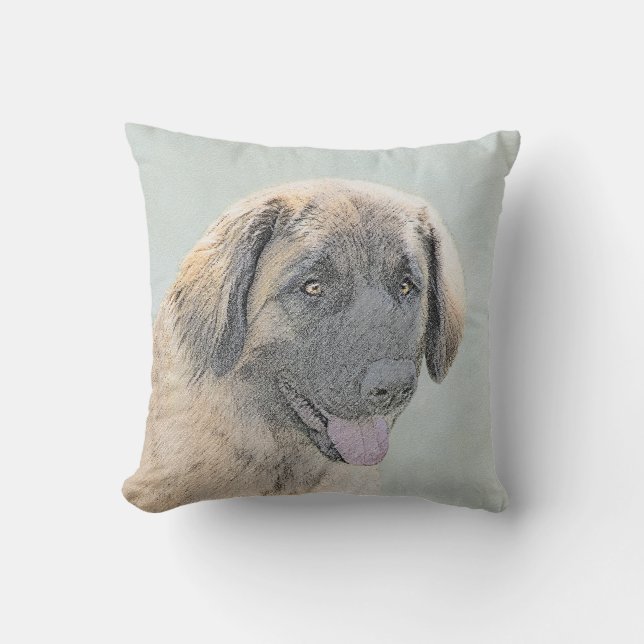 Leonberger Painting - Cute Original Hund Art Kudde (Framsida)