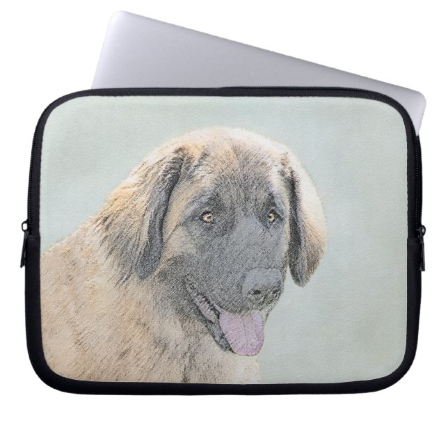 Leonberger Painting - Cute Original Hund Art Laptop Fodral (Framsidan)