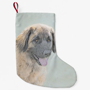 Leonberger Painting - Cute Original Hund Art Liten Julstrumpa