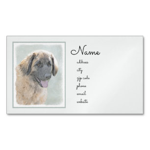 Leonberger Painting - Cute Original Hund Art Magnetiska Visitkort