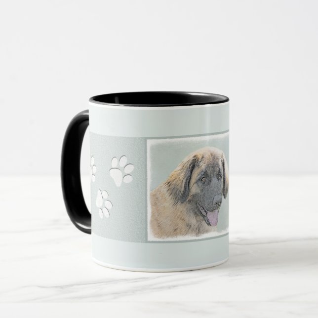 Leonberger Painting - Cute Original Hund Art Mugg (Framsida vänster)