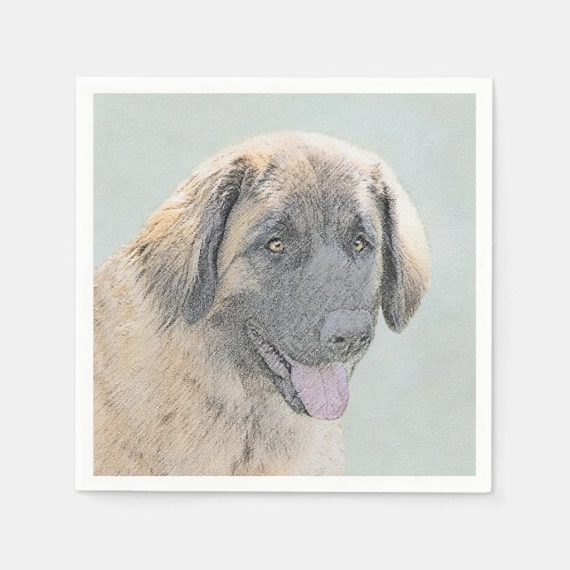 Leonberger Painting - Cute Original Hund Art Pappersservett (Framsidan)