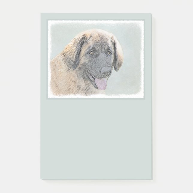 Leonberger Painting - Cute Original Hund Art Post-it Block (Framsida)