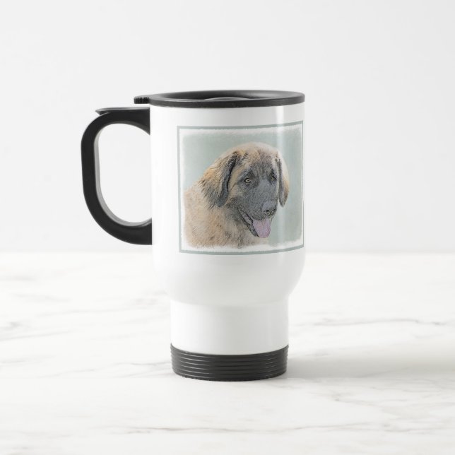 Leonberger Painting - Cute Original Hund Art Resemugg (Vänster)