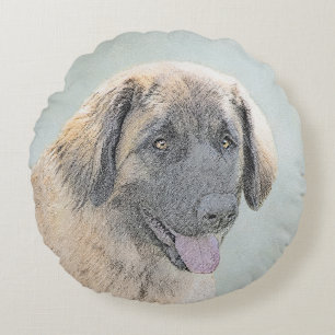 Leonberger Painting - Cute Original Hund Art Rund Kudde