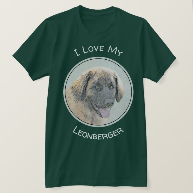 Leonberger Painting - Cute Original Hund Art T Shirt (Design framsida)