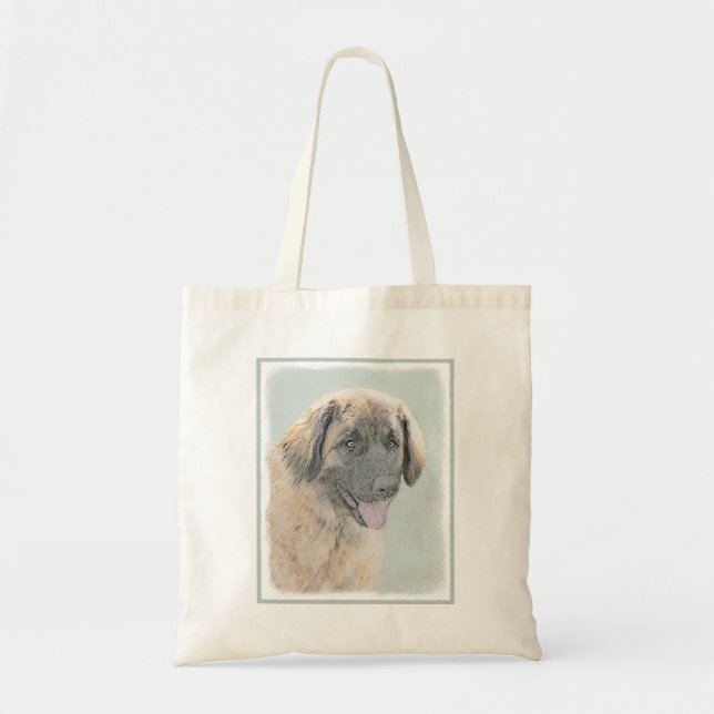 Leonberger Painting - Cute Original Hund Art Tygkasse (Framsidan)