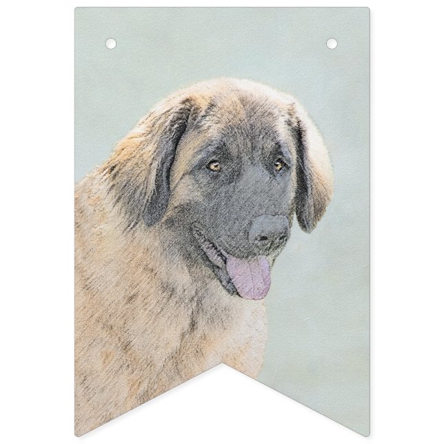 Leonberger Painting - Cute Original Hund Art Vimplar (Första flaggan)