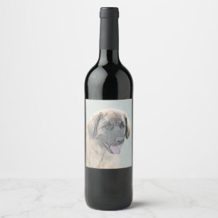 Leonberger Painting - Cute Original Hund Art Vinflaska Etikett