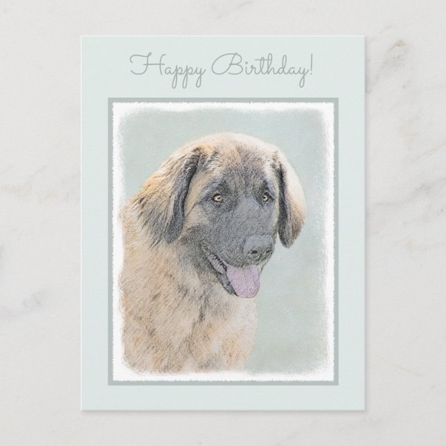 Leonberger Painting - Cute Original Hund Art Vykort (Framsida)