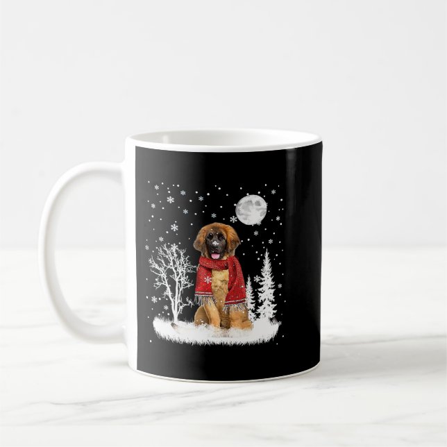 Leonberger under måndagskväll Snö jul Pajama 3 Kaffemugg (Vänster)