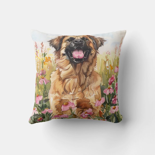 Leonberger Watercolor Kastkudde Kudde (Baksida)