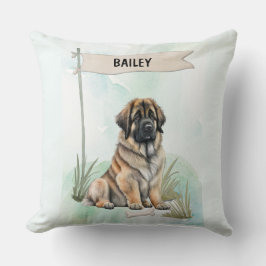 Leonberger Watercolor Personalized Dog Kudde