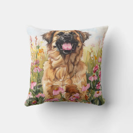 Leonberger Watercolor Throw Pillow Kudde