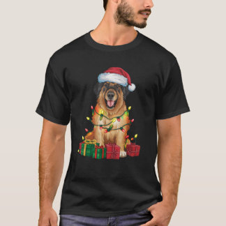 Leonberger Xmas Belysning Tomte Hatt Leonberger Hu T Shirt