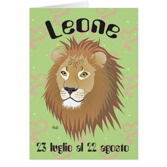 Leone 23 luglio al 22 agosto Biglietti d'auguri Hälsningskort (Framsidan)