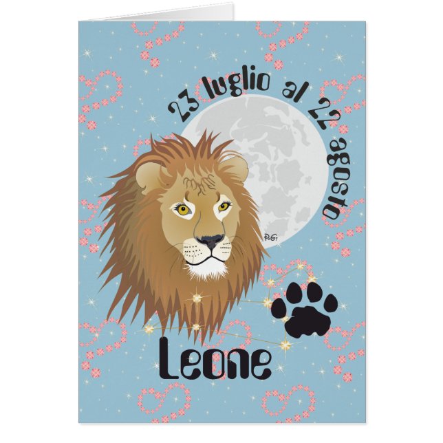 Leone 23 luglio al 22 agosto Biglietti d'auguri Hälsningskort (Framsidan)