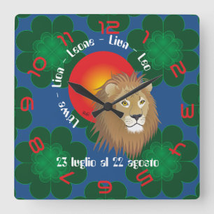 Leone 23 luglio al 22 agosto Orologio Fyrkantig Klocka