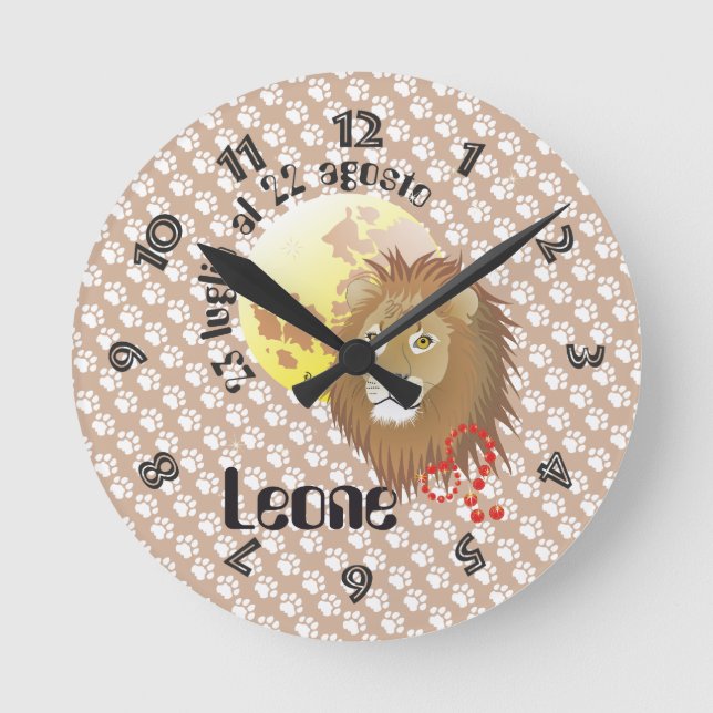 Leone 23 luglio al 22 agosto Orologio Rund Klocka (Framsida)