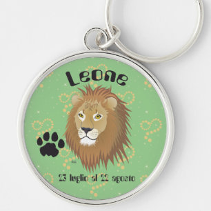 Leone 23 luglio al 22 agosto Portachiavi Rund Silverfärgad Nyckelring