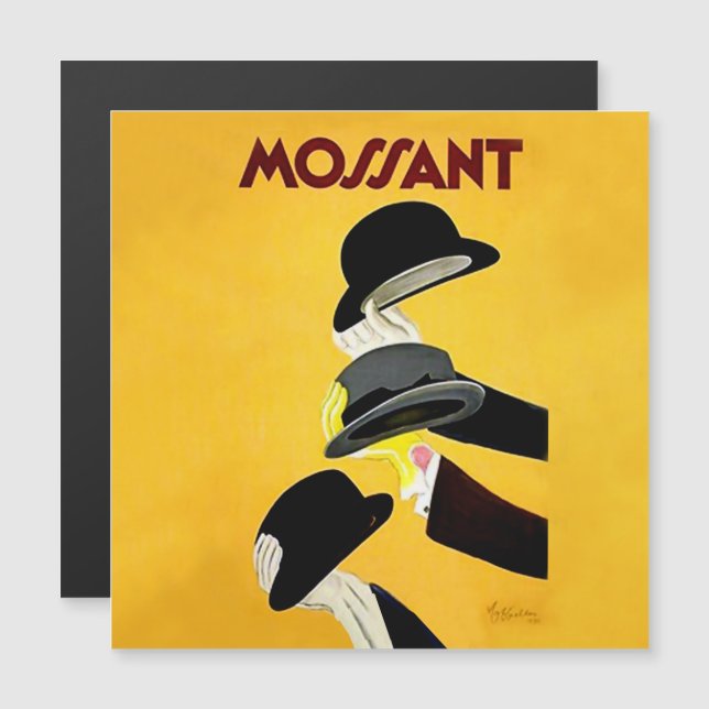 Leonetto Cappiello Mossant Hat Advertising Poster Magnetisk Inbjudningskort (Fram/baksida)